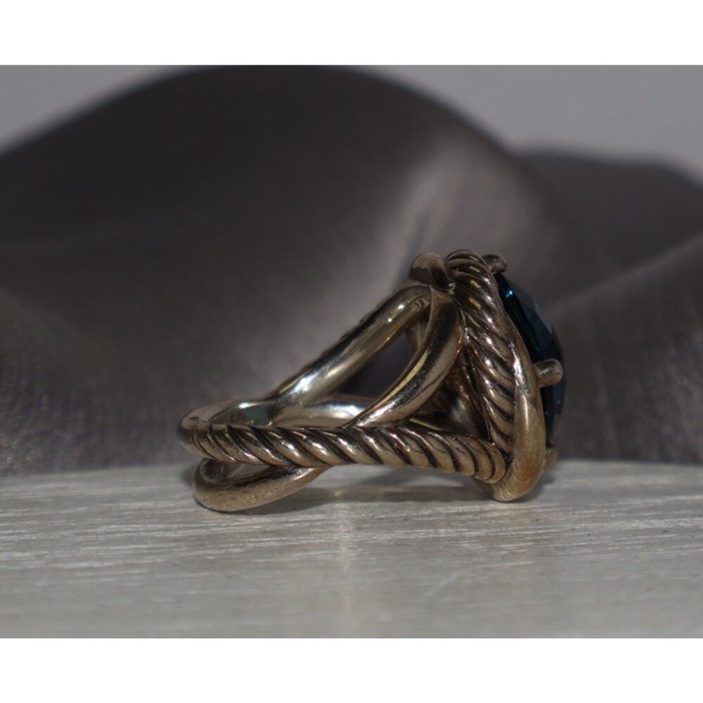 David Yurman Sterling Silver Blue Topaz Hampton Infinity Ring 10.3G / Sz 6 - Picture 3 of 6